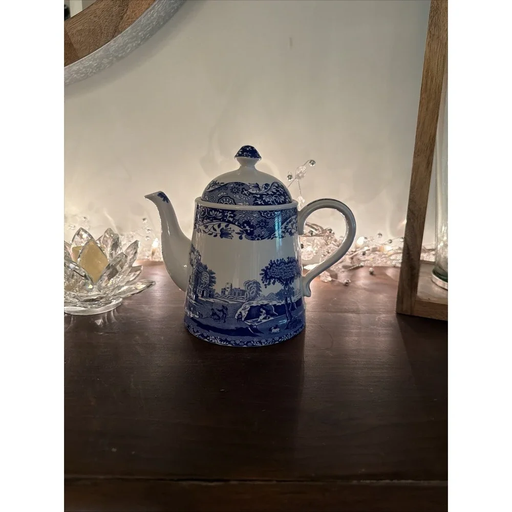 Teapot-Tea Pot with Lid-Blue Italian Pattern by Spode-Ascot Version